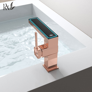 雅克黄铜智能水龙头发光二极管数显水龙头防溅冷热水混水盆浴室水龙头 - Product Image 3