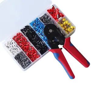 1200pcs Insulated Terminal Wire Ferrules HSC8 6-4 AWG 23-7 Wire Hand Crimping Tool Crimper Pliers Kit VE Terminals