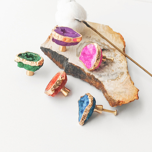 Atacado Golden Side Ágata Porta Handle <span class=keywords><strong>Cabinet</strong></span> botão Guarda-roupa alças e botões Gaveta puxa - Product Image 1