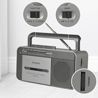 Lecteur de cassettes portable rétro PANDA, radio AM/FM, enregistreur de cassettes, connecteur MP3 USB, alimentation AC/DC LED
