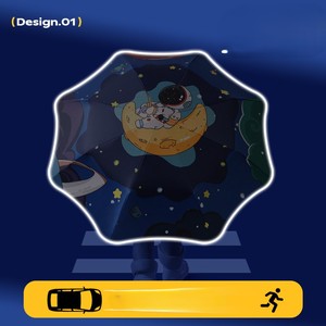 Ombrello Pieghevole a Tre Sezioni Anti-Rimbalzo 2026 per Bambini, Angoli Arrotondati di Sicurezza, Strisce Riflettenti per Sole e Pioggia - Product Image 5