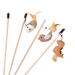 Giocattolo per Gatti a Forma di Canna da Pesca, Gioco con Erba Gatta, Asta in Legno per Gatti - Product Image 1