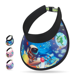 Kids Cartoon Visor Sun <b>Hat</b> <b>Summer</b> Sunscreen Breathable Unisex 4-10 Years Old Flat Brim Polyester Outdoor Protection - Product Image 1