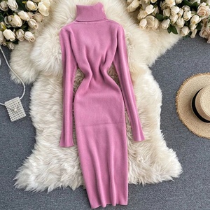 Custom High Quality Lady Designer Fashion Body Con Wholesale One Piece Knit Elegant Long Sleeve Bodycon Fall <strong>Dresses</strong> for Women - Product Image 2
