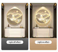 Design personnalisé art mural illuminé par LED toile décoration intérieure art mural rond de luxe peinture 3D LED avec lumière LED