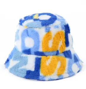 Tie-dye color fur striped high quality crochet cheap personalized low price adult customise wide brim cotton bucket hat