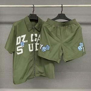 Streetwear da <span class=keywords><strong>uomo</strong></span> pantaloni corti con Zip oversize due pezzi con stampa personalizzata <span class=keywords><strong>pantaloncini</strong></span> larghi <span class=keywords><strong>e</strong></span> camicia da <span class=keywords><strong>uomo</strong></span> - Product Image 3