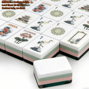Juego de Fichas de Mahjong de Lujo Personalizado de Cuatro Capas, Acrílico Grabado, 160 Prismas, Verde Esmeralda Oscuro, Juego de Mesa Americano para Niños - Product Image 1