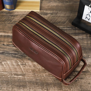 Pochette da <span class=keywords><strong>Uomo</strong></span> Personalizzata Antifurto con Manico e Serratura, Borsa a Mano Casual da <span class=keywords><strong>Uomo</strong></span> in Vera Pelle Conciata al Vegetale con Doppia Cerniera - Product Image 3