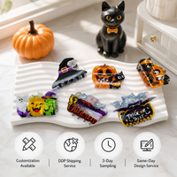 Pinces à cheveux personnalisées pour Halloween, avec motifs citrouille scintillante et chat noir, grandes pinces à cheveux d'horreur pour femmes