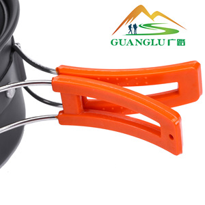 Guanglu Portable Camping Cookware Set 1-2L <b>Nonstick</b> Outdoor Cooking <b>Pot</b> With Lid Orange Color - Product Image 4