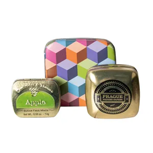 Lata de hojalata personalizada de fábrica, embalaje personalizado, condones de almacenamiento, caja de Metal, lata cuadrada pequeña con tapas de bisagra, 100ml