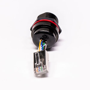 Connecteur étanche IP67 <span class=keywords><strong>RJ45</strong></span> <span class=keywords><strong>Femelle</strong></span> vers Mâle <span class=keywords><strong>Montage</strong></span> sur panneau frontal PCB avec câble arrière - Product Image 3