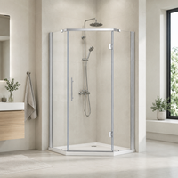 Cabine de douche coulissante à porte vitrée en arc, cadre argenté, taille personnalisée, vente en gros OEM pour projets de salle de bain