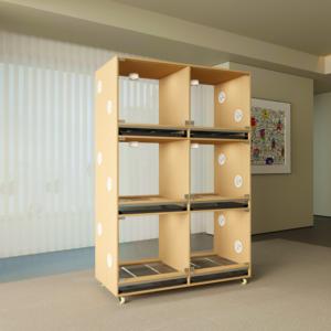 Piccola cuccia animale cassa di legno con chiusura a bottone in vetro temperato casa per cani e gatti per negozi di <span class=keywords><strong>animali</strong></span> e cliniche veterinarie - Product Image 2