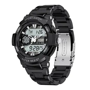 Hot selling lige trend running second stopwatch dual display date 5ATM waterproof digital men watch cool sports