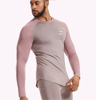 Hommes Compression T Shirt 85% Polyester 15% Spandex Manches Longues Sport Training Gym Baselayer Sportswear Compression T Shirt