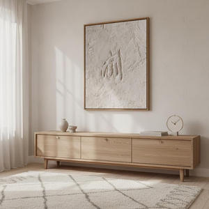 Arte Murale Islamica Moderna, Dipinto a Olio Bianco Testurizzato, Decorazione d'Interni 3D Dipinta a Mano - Product Image 4