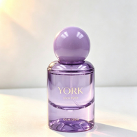 Flacon de parfum en verre de luxe de 30 ml avec pulvérisateur à pompe, impression sérigraphique, fond épais et capuchon rond brillant