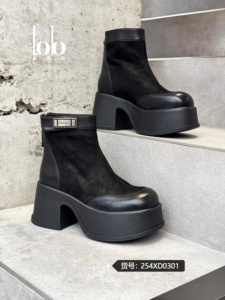 Winter 2025 <strong>Women's</strong> High Top <strong>Boots</strong> Genuine Leather Chunky Heel Back Zipper Closure Elastic Slimming Fashion Height Increasing - Product Image 5