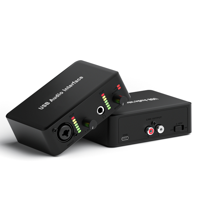 Professional XLR Microphone De Audio Mixer Studio Recording USB Audio Interface Solo Sound Card Voice Record Podcast