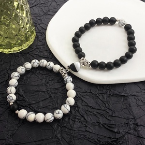 2pcs boho phong cách Rhinestone đá hạt Chuỗi vòng đeo tay handmade nam châm trái tim cặp vợ chồng và tình bạn Bangles đối với phụ nữ - Product Image 4