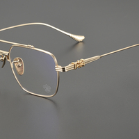 Gafas de Titanio y Oro Sólido para Piloto, Duraderas y Elegantes, para Lectura, para Hombres y Mujeres, Jóvenes y Mayores, Montura de Gafas Ópticas de Moda