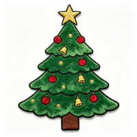 Magnifiques patchs de Noël personnalisés en chenille 3D brodés, appliqués thermocollants avec support auto-agrippant, en tissu écologique pour chapeaux