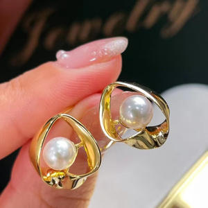 Accesorios de Plata S925 para DIY con Perlas, Bandeja Vacía con Cuentas Redondas de 7-8mm, 21908, Pendientes de Moda - Product Image 5