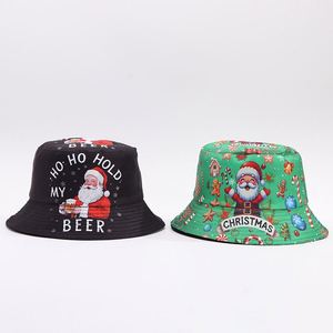 Cute Reindeer Snowflake Print Bucket <b>Hat</b> Reversible Christmas Fisherman Cap for Women <b>Men</b> Winter Holiday <b>Sun</b> <b>Hat</b> Wholesale - Product Image 1