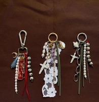 Breloque de sac vintage en velours mystique, porte-clés céleste fait main avec pierre naturelle, perle, soleil, lune, pendentif œil porte-bonheur, cadeau de bijoux