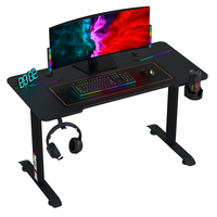 Escritorio Gamer Wquantum Cool LED RGB MDF con Superficie de Melamina, Portavasos, Diseño en Forma de Z y Gancho para Auriculares para Uso en Oficina en Casa y PC