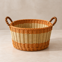 Panier de rangement ovale tressé écologique avec poignées robustes pour le linge, les jouets et l'organisation polyvalente de la maison