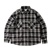Chemise décontractée à col carré en flanelle à carreaux pour homme, 380g/m, coton à fibres longues, double poche, manches longues, hiver, ODM