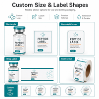 Étiquettes personnalisées pour flacons de peptides 3ml 5ml 10ml, autocollants adhésifs en rouleau, étiquettes de petite taille sur mesure, fournisseur d'impression d'emballages
