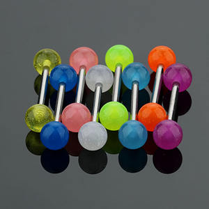 Yicai נירוסטה + צבע ממתק אקרילי צבע לשון לילה פירסינג טבעות פירסינג קלאסי - Product Image 3