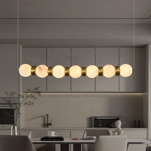 Stile nordico decorazioni per la casa di lusso <span class=keywords><strong>sospensione</strong></span> lineare <span class=keywords><strong>cucina</strong></span> isola soggiorno rotondo palla alabastro lampadario - Product Image 4