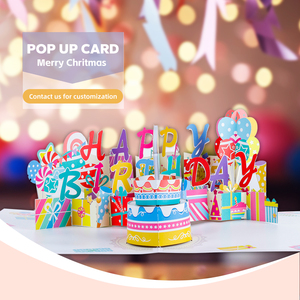Tarjeta <span class=keywords><strong>de</strong></span> <span class=keywords><strong>Cumpleaños</strong></span> 3D Pop-up Winpsheng con Luces y Música, Vela Soplable, Tarjeta Plegable <span class=keywords><strong>de</strong></span> 180 Grados - Product Image 1