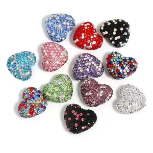 Shambhala rhinestones polimer kil kalp boncuk takı yapımı için küpe kolye bilezik için renkli kristal parlak charms