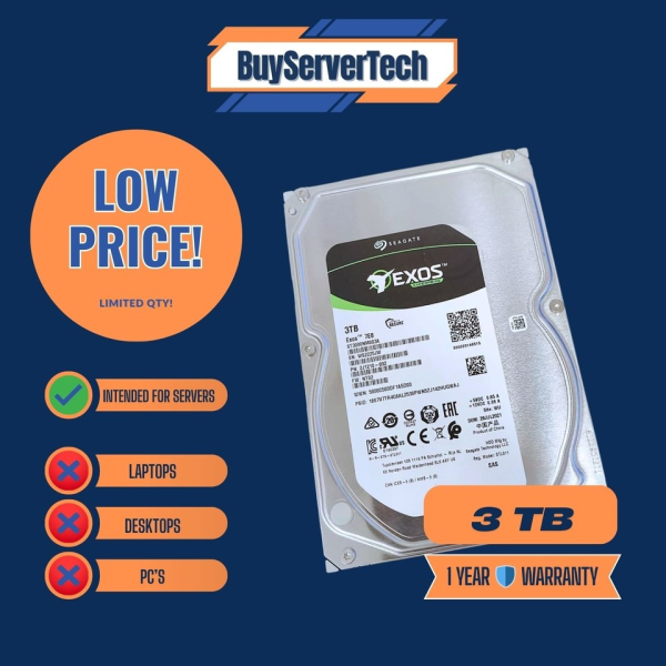 1 Brand New Original Item St3000nm003a Exos 3tb 7e8 Sas Server 3.5" Hard Drive Plc