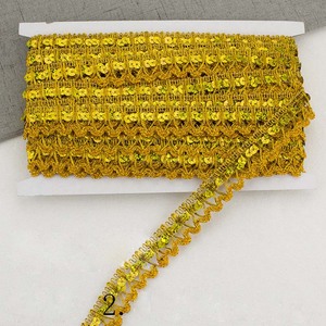 Costume da 25MM in pizzo intrecciato intrecciato con paillettes rifinitura per abbigliamento da ballo accessori decorativi in tessuto oro paillettes - Product Image 3
