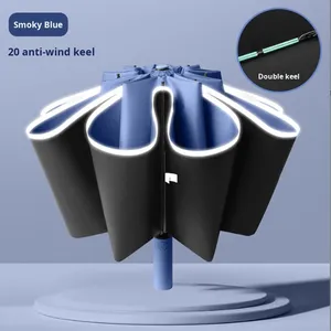 10-Rib Double-Ribbed Fully <b>Automatic</b> 10-Rib 70% Reverse Sun Rain Foldable Dual-Use Advertising <b>Umbrella</b> with Logo Printing - Product Image 6