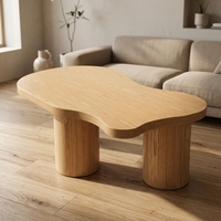 Table basse longue en bois en forme d'arc, mobile et artistique, pour salon, design contemporain, table d'appoint haut de gamme sur mesure, placage