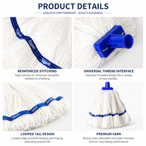 Repuesto de cabezal de mopa de microfibra de 400 g, resistente, con extremo en bucle, para limpieza de pisos comerciales e industriales - Product Image 3