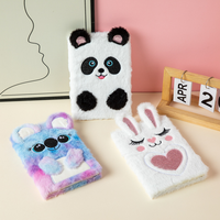 Couverture souple Kawaii mignon écriture dessin Journal Journal bloc-notes doux Animal en peluche A5 dessin animé étudiant Journal fourrure moelleux cahier
