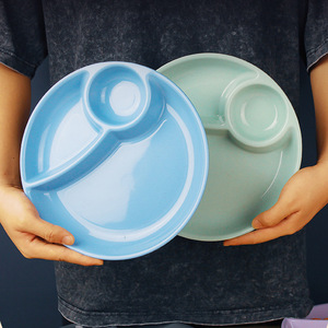 Assiette ronde pour enfants à trois compartiments, couleur unie, pour le contrôle des portions, pour les repas et les collations - Product Image 4