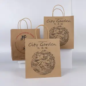 Eco Friendly Craft Shopping Tote Paper Bag Customized Logo Clothes Packaging Handle Kraft Brown Paper Bag For Small Business