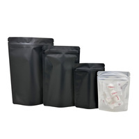 Bolsa Doypack Ziplock Yin Yang de 1 lb, Negra Translúcida Esmerilada, 100 Micras de Grosor, para Alimentos con Impresión por Grabado PA/NY
