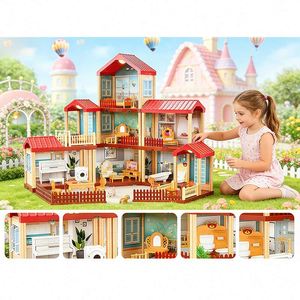 ชุดบ้านจิ๋ว DIY ของเล่นพลาสติกสไตล์ญี่ปุ่น ชุดเฟอร์นิเจอร์ของเล่น บ้านพักตากอากาศ ของตกแต่ง ของขวัญสำหรับนักสะสม - Product Image 2