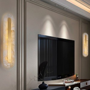 Modern Minimalist Marble <b>Wall</b> Lamp Led <b>Light</b> Source E27 <b>Switch</b> Control For Living Room Bedroom Hotel Decor - Product Image 1